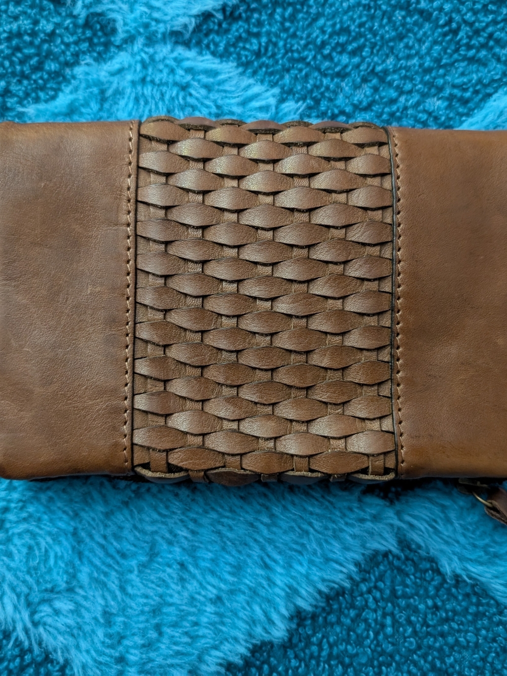 Men's Woven Leather Clutch Wallet - Brown